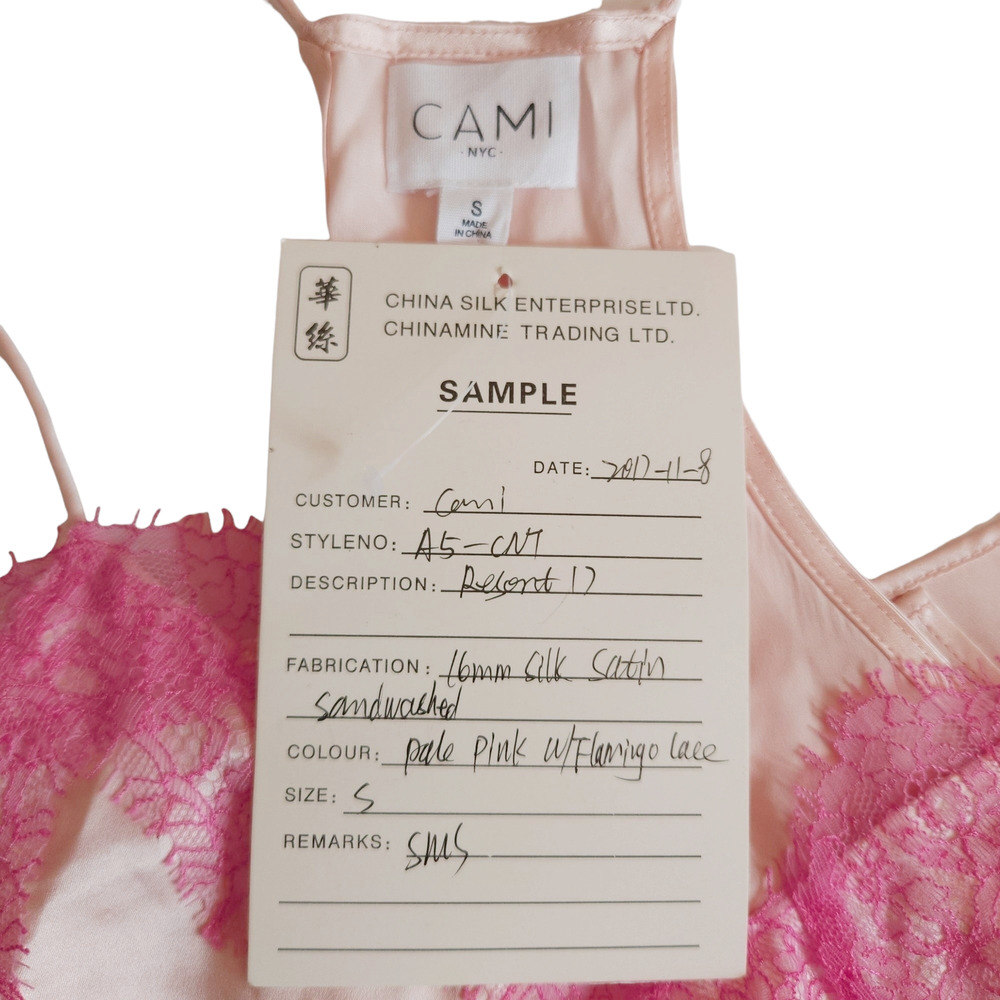 CAMI NYC Racer Charmeuse silk lace trim camisole tank top blouse pale pink S NEW - Picture 4 of 7